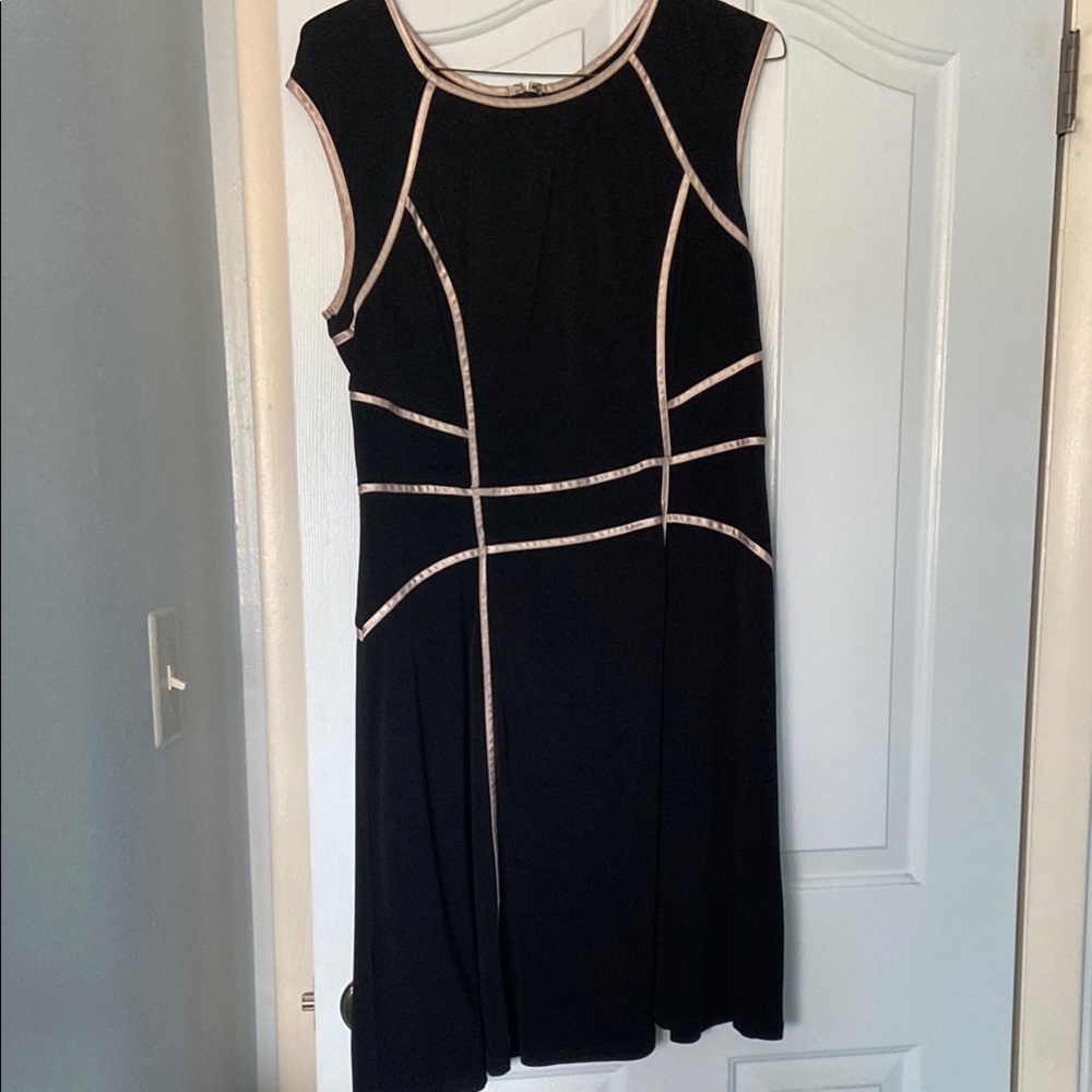 Elegant Black Dress with Cream Accents